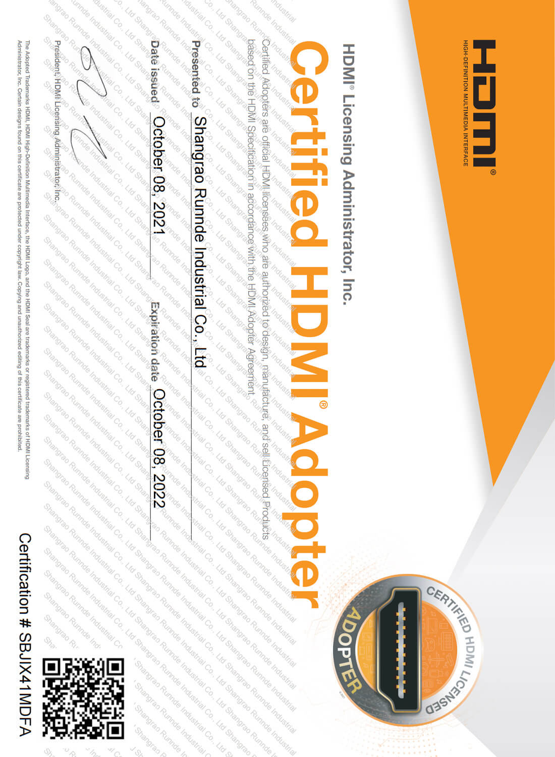 HDMI-Adaptor certification