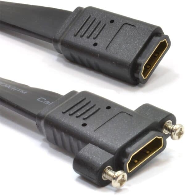 كابل HDMI مسطح بدقة 4K من أنثى إلى أنثى مع لوحة تثبيت 2.0