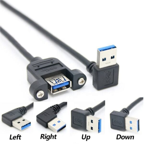 كابل USB 3.0 A بزاوية للتركيب على اللوحة