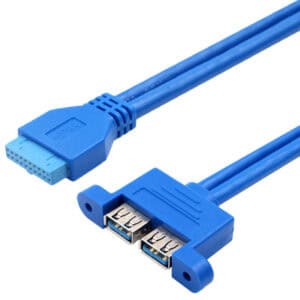 Cable USB 3.0 A hembra horizontal doble de placa base de 20 pines con montaje en panel hembra