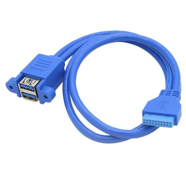 كابل تركيب لوحة USB 3.0 20Pin إلى USB 3.0 A مزدوج