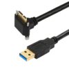 FSP1086 كابل تركيب لوحة بزاوية لأعلى ولأسفل من Micro USB 3.0 ذكر إلى USB A ذكر