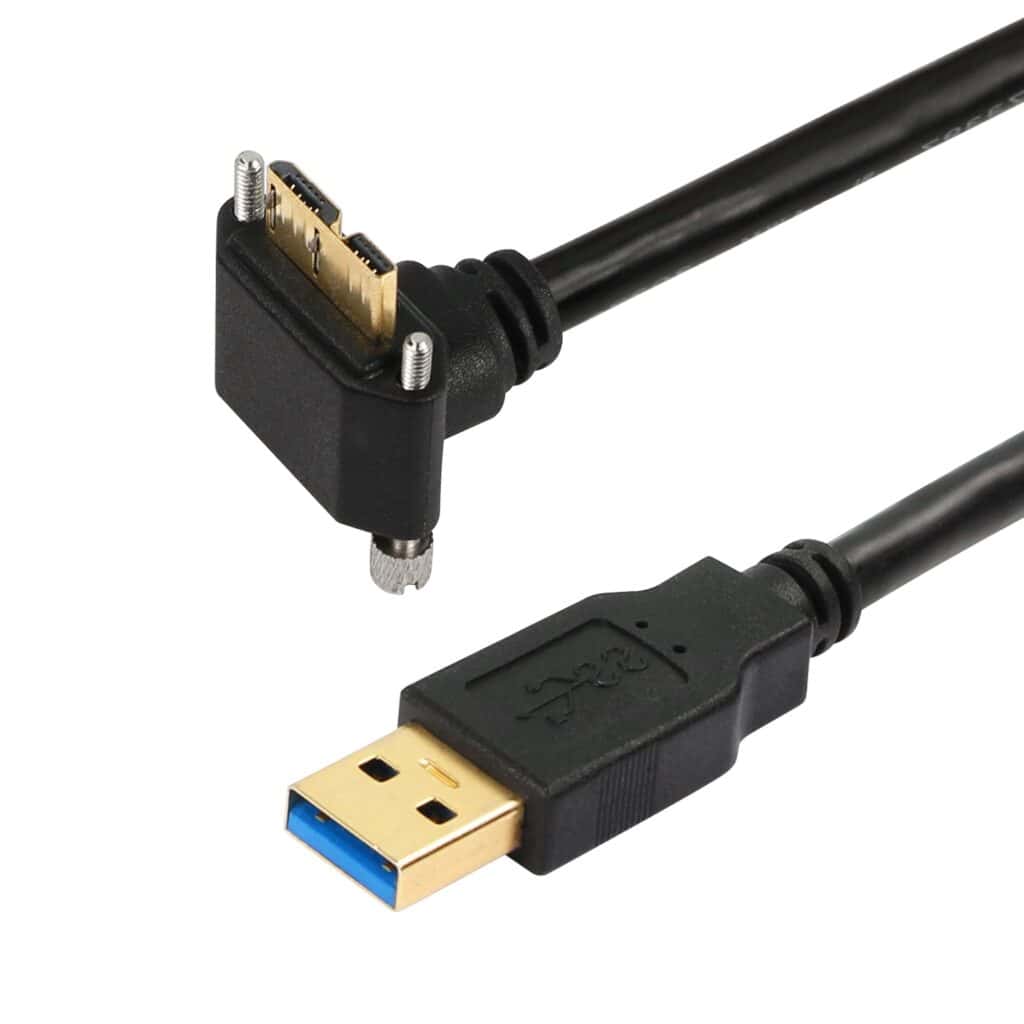 FSP1086 كابل تركيب لوحة بزاوية لأعلى ولأسفل من Micro USB 3.0 ذكر إلى USB A ذكر