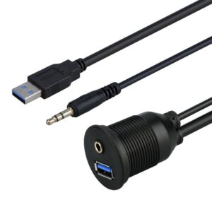 フラッシュUSB 3.0 A 3.5mmパネルマウント オス-メス 車載防水ケーブル