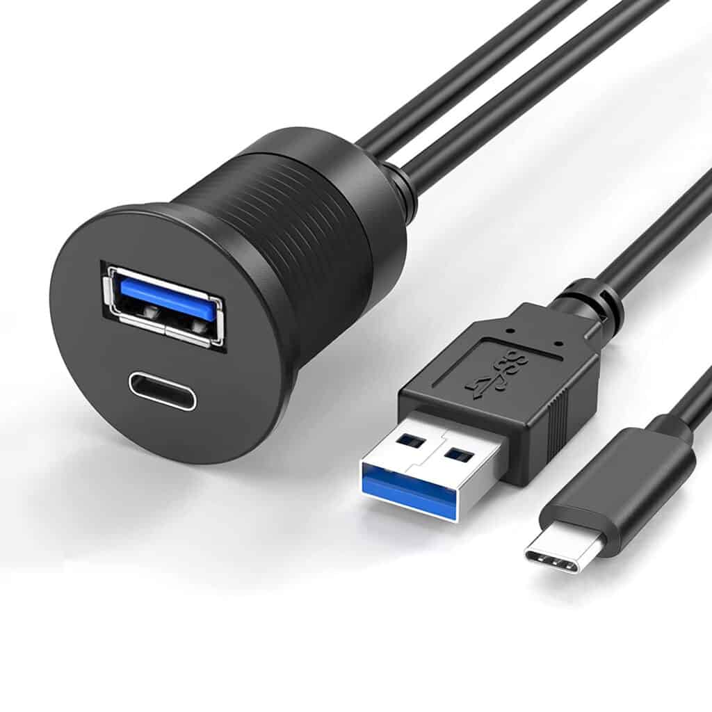 FSP4016-5-1.jpg كابل USB مقاوم للماء لتثبيت لوحة USB من النوع A وUSB C ذكر إلى أنثى للسيارة