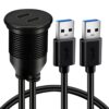 FSP4020-3.jpg كابل مقاوم للماء من USB A ذكر إلى USB C أنثى مزدوج التركيب على اللوحة