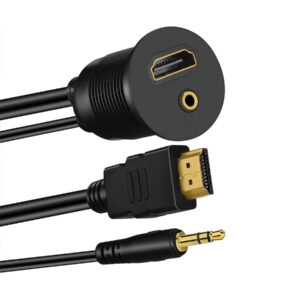 Автомобильный водонепроницаемый кабель HDMI 2.0 и 3.5 мм для монтажа на панель с разъемами «папа-мама»