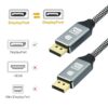 FS12004A-2 Displayport から Displayport 1.4 8K への編組メタルケーブル