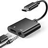 FS16608B (1) محول صوت USB C من ذكر إلى أنثى مقاس 3.5 مم مع الشحن