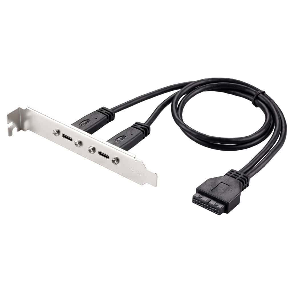 FSP5108 (1) كابل محول USB 3.0 20PIN أنثى إلى 2 منفذ USB C فتحة لوحة