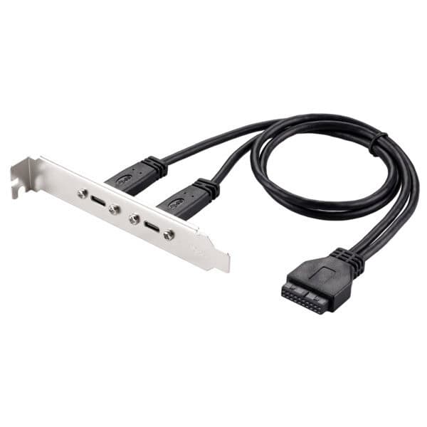 كابل محول USB 3.0 20PIN أنثى إلى 2 منفذ USB C فتحة لوحة