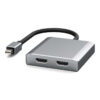 FS12407-2 Mini DisplayPort からデュアル DP/HDMI メスへのマルチモニター アダプター