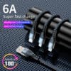 FS16016 (3) 6A USB auf Typ C, Lightning, Micro USB 3-in-1 Super-Lade- und Datenkabel