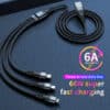FS16016 (4) 6A USB auf Typ C, Lightning, Micro USB 3-in-1 Super-Lade- und Datenkabel
