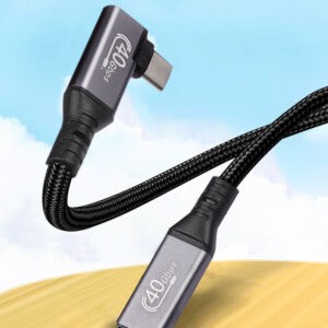 編み込みアングルUSB 4オス-メス延長ケーブル