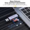 FS16611 (3) قارئ بطاقات USB 3.0 Type-C إلى SD TF USB A 3.0