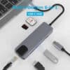 FS16630E (2) محول موزع USB-C إلى HDMI Ethernet USB SD TF وPD 6 في 1