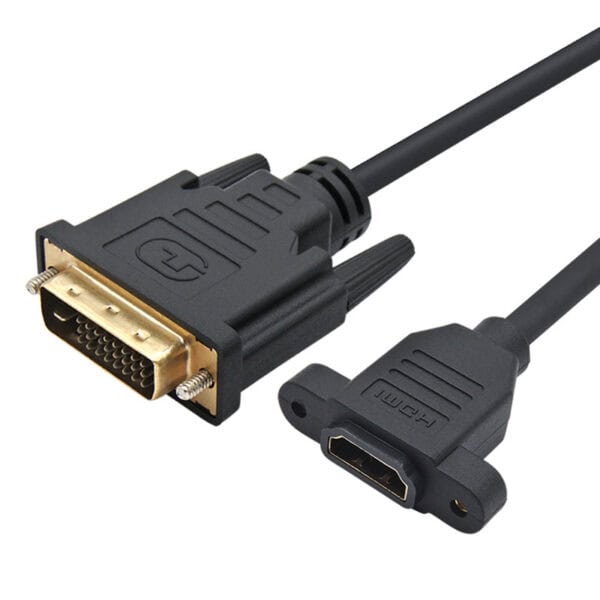 كابل تثبيت على اللوحة من DVI ذكر إلى HDMI أنثى