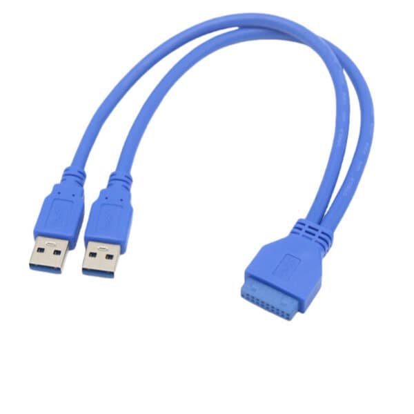 كابل USB 3.0 مزدوج ذكر إلى أنثى 20 سنًا للوحة الأم