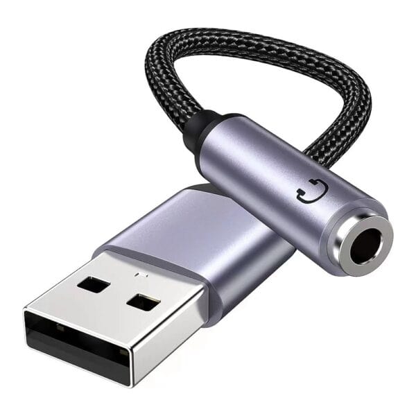 كابل محول صوت USB A ذكر إلى 3.5 مم أنثى AUX