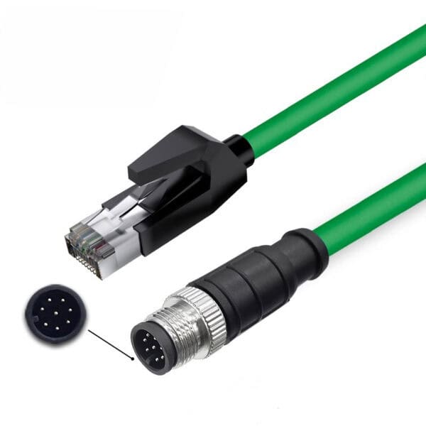 كابل جيجابت إيثرنت من RJ45 إلى M12 8Pin A