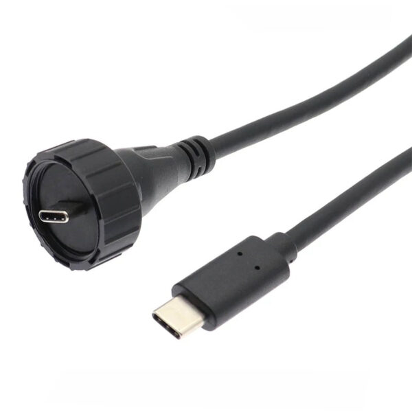 Cable impermeable USB 3.1 tipo C macho a macho para montaje en panel